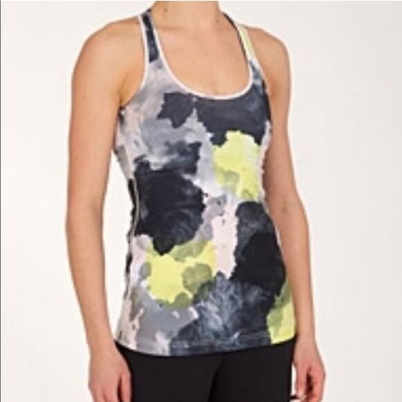 Lululemon Citron Tinted Canvas Cool Racerback Tank Womens Size 6 Gym Workout - Picture 1 of 7
